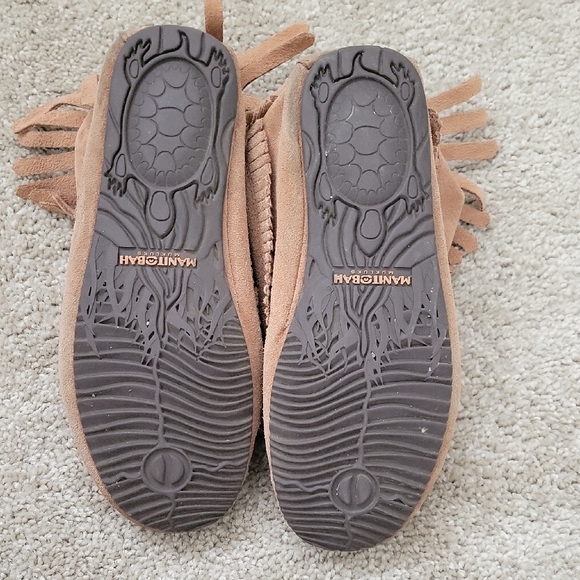 Fringed Beaded Moccasin Booties - Brown Suede - Picture 3 of 3